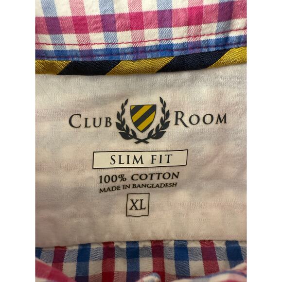 Club Room Size XL Slim Fit Checker Casual Button Shirt Long Sleeve Collared - Picture 6 of 8